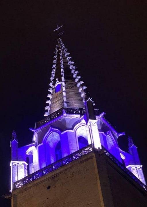 Éclairage du clocher de l’église Sainte Marthe à Tarascon